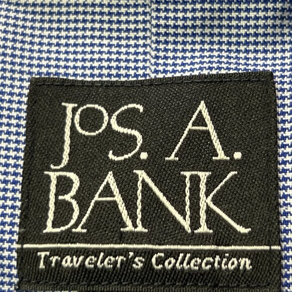 Jos A Banks Traveler Collection Shirt Mens 17–36 Blue Long Sleeve Button Down - Picture 4 of 8